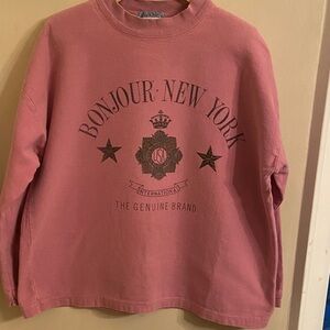 80s Bonjour International New York Pink Graphic Women’s Vintage Sweatshirt